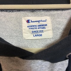 Champion チャンピオン パーカー スウェット L グレー 黒 バイカラー【現金・ネット決済可】の画像