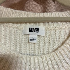 【福岡市/春日市】美品 ユニクロ ミドルゲージ リブ ニット セーター L ボーダー 白 黒【現金・ネット決済可】の画像