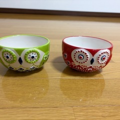 ペアフクロウ平皿＆深皿　未使用の画像