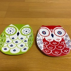 ペアフクロウ平皿＆深皿　未使用の画像