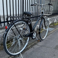 ＜整備済・美品車＞シティサイクル・27インチ自転車・外装6段変速 LEDオートライト・ブラックの画像