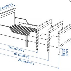 IKEA 伸長式ベッドフレームとマットレス の画像