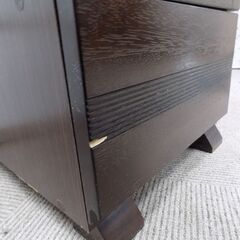 新札幌 ミドルキャビネット 本棚 ガラス扉付 電話台 ダークブラウン 収納 幅37×奥行41×高さ89cm No.3760の画像