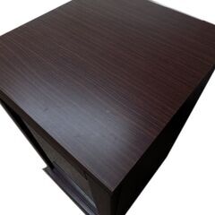 新札幌 ミドルキャビネット 本棚 ガラス扉付 電話台 ダークブラウン 収納 幅37×奥行41×高さ89cm No.3760の画像