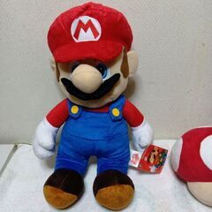 スーパーマリオブラザーズ　特大マリオ＆特大ヨッシー＆きのこぬいぐるみの画像