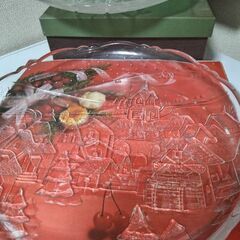 HOYAクリスタル大皿２枚　クリスマスパーティー36cm 春の新芽皿32cmの画像