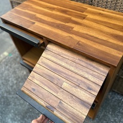 ウニコ SWELLA スウェラ レコードラック アカシア 天然木 収納家具 / unico SWELLA Record Rack Acacia Wood Storage Cabinet Furniture キャビネット　フラップ　フラップ扉　の画像