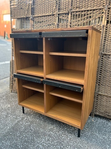 《売約済》ウニコ SWELLA スウェラ レコードラック アカシア 天然木 収納家具 / unico SWELLA Record Rack Acacia Wood Storage Cabinet Furniture キャビネット　フラップ　フラップ扉　