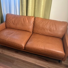 ニトリ　3人掛けソファ　美品　レザー の画像