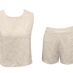 【新品未使用】セットアップ　ベージュ　パジャマ ベージュ　夏 ルームウェア 部屋着 薄手 寝間着の画像