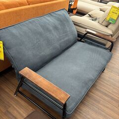 【ジモティー割あり】【ジャングル守口店】2人掛けソファー　ネイビー　リクライニングの画像