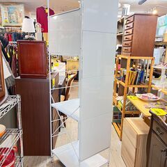 無印良品 キャスター付き スチールユニットシェルフ 4段 サイドパネル/バックパネル付き ライトグレー 横幅58cm奥行41cm高さ181cm 定価24,070円★買取帝国 志木店の画像