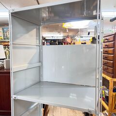 無印良品 キャスター付き スチールユニットシェルフ 4段 サイドパネル/バックパネル付き ライトグレー 横幅58cm奥行41cm高さ181cm 定価24,070円★買取帝国 志木店の画像