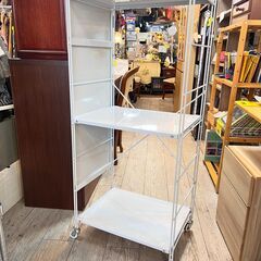 無印良品 キャスター付き スチールユニットシェルフ 4段 サイドパネル/バックパネル付き ライトグレー 横幅58cm奥行41cm高さ181cm 定価24,070円★買取帝国 志木店の画像