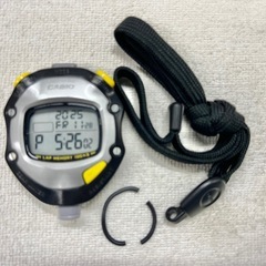 ■カシオ ストップウォッチ 1/1000秒■CASIO HS-70W 5気圧防水 黒 黄色■動作品 電池交換済みの画像