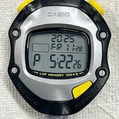 ■カシオ ストップウォッチ 1/1000秒■CASIO HS-70W 5気圧防水 黒 黄色■動作品 電池交換済みの画像
