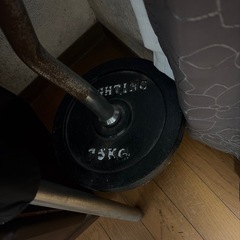 20kgプレート4枚、10kgプレート2枚、7.5kgプレート2枚、5kgプレート2枚、2.5kgプレート2枚、1.25kgプレート2枚の画像