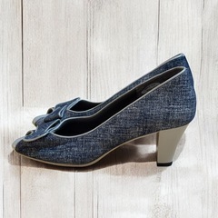 GALLERY ギャラリー デニム調 オープントゥパンプス 23cmの画像
