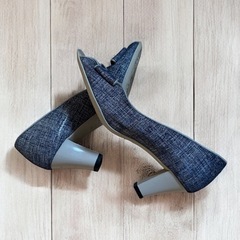 GALLERY ギャラリー デニム調 オープントゥパンプス 23cmの画像