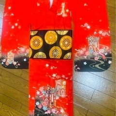 七五三 着物と帯と髪飾り３点SETの画像