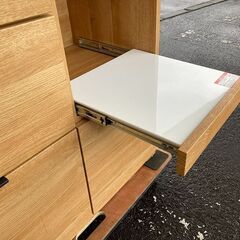 札幌市◆ニトリ / キッチンカウンター エトナ 90CT■ライトブラウン キャビネット 食器棚の画像