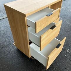 札幌市◆ニトリ / キッチンカウンター エトナ 90CT■ライトブラウン キャビネット 食器棚の画像