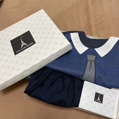 【新品未使用】mon chéri BeBe チェックジャケット風スタイ&パンツセットの画像