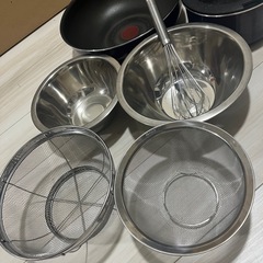 鍋、フライパン、ザル、ボウルセットの画像