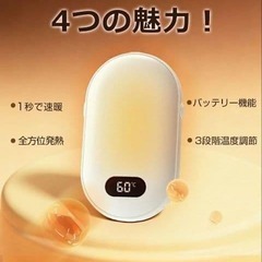 ♥️新品未使用♥️充電式カイロ 繰り返し 電気カイロ 最高60℃ 両面急速発熱 モバイル充電器の画像