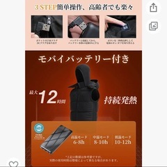 電熱ベスト 加熱ベスト 3段温度調整 電熱ウェア モバイルバッテリー付きの画像