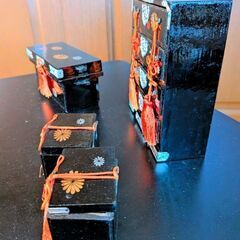 ひな人形小道具　三荷台（たんす、小箱、中箱）の画像