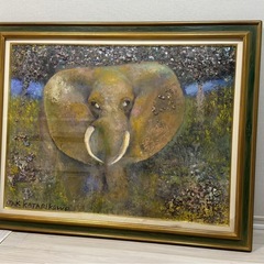 Jak Katarikawe／ゾウの幻想アート／東アフリカ絵画／額縁有りの画像