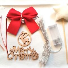 未使用 クリスマスツリー 卓上 ミニ 35センチ 電池式 LED カラーライト付き オーナメント付きの画像