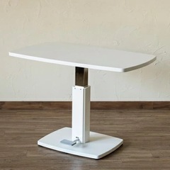 【デザイン × 機能を両立】ペダル昇降式 多機能　大理石調　ダイニングテーブル の画像