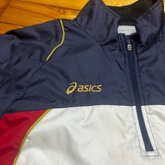 asics ハーフジップジャージ ネイビー/ホワイト/レッドの画像