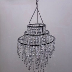 SOXUIボヘミアンスタイルの3段ビーズシャンデリア　輝くクリアビーズ、直径32.0cmボヘミアンシックな装飾の画像