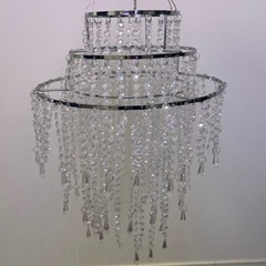 SOXUIボヘミアンスタイルの3段ビーズシャンデリア　輝くクリアビーズ、直径32.0cmボヘミアンシックな装飾の画像
