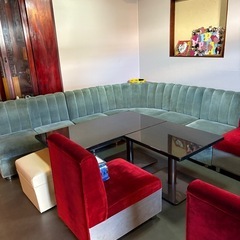 店舗用ソファー9個　　赤の画像