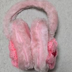 ハート イヤーマフラー 昭和レトロ ファー ピンク 耳あて 当時物 古着 耳当ての画像