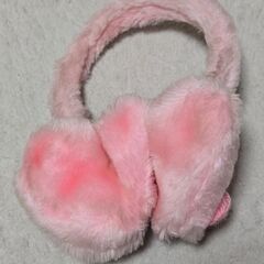 ハート イヤーマフラー 昭和レトロ ファー ピンク 耳あて 当時物 古着 耳当ての画像