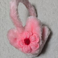 ハート イヤーマフラー 昭和レトロ ファー ピンク 耳あて 当時物 古着 耳当ての画像