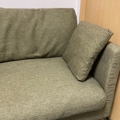 3人がけ ソファ 緑 ふかふか クッション付き 洗えるカバーの画像