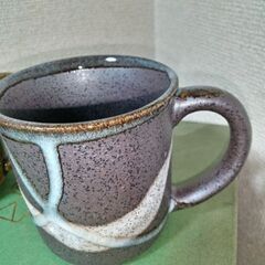 未使用　美濃焼　木曽路の森マグカップ　2個セット　釉薬　直径8.7㎝　高さ9㎝の画像