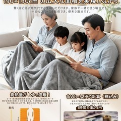 電気毛布 ひざ掛け 敷き 掛け兼用 切り忘れ防止タイマー付き 190×130cmの画像