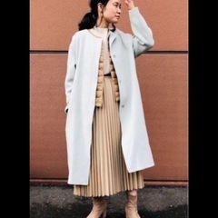 ユニクロ　ダブルフェイスノーカラーコート　薄め　軽いの画像