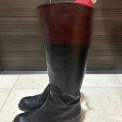 ◆1,000円◆ロングブーツ◆黒×エンジ◆23.5cm（サイズ大きめ）◆美品◆の画像