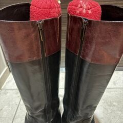 ◆1,000円◆ロングブーツ◆黒×エンジ◆23.5cm（サイズ大きめ）◆美品◆の画像