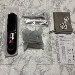 【しんひ新品未使用】ストレートアイロン ヒートブラシ コードレス ブラシ型ストレート マイナスイオンの画像