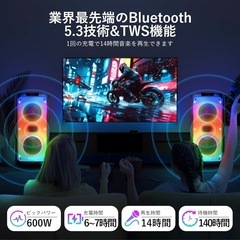 残1 パーティースピーカー　ワイヤレスマイク2本付きの画像