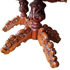 【レア】ロココ調　イタリア　象嵌 アンティーク ダイニングセット　硝子マット付　の画像